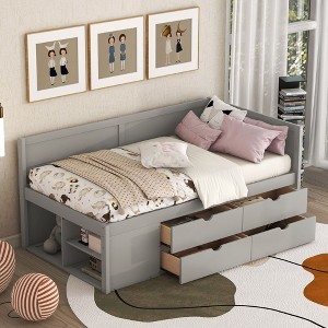 NicBex Twin/Full Size Wood Daybed with Shelves and 4 Drawers for Bedroom,Living Room,Apartment - 1 of 4