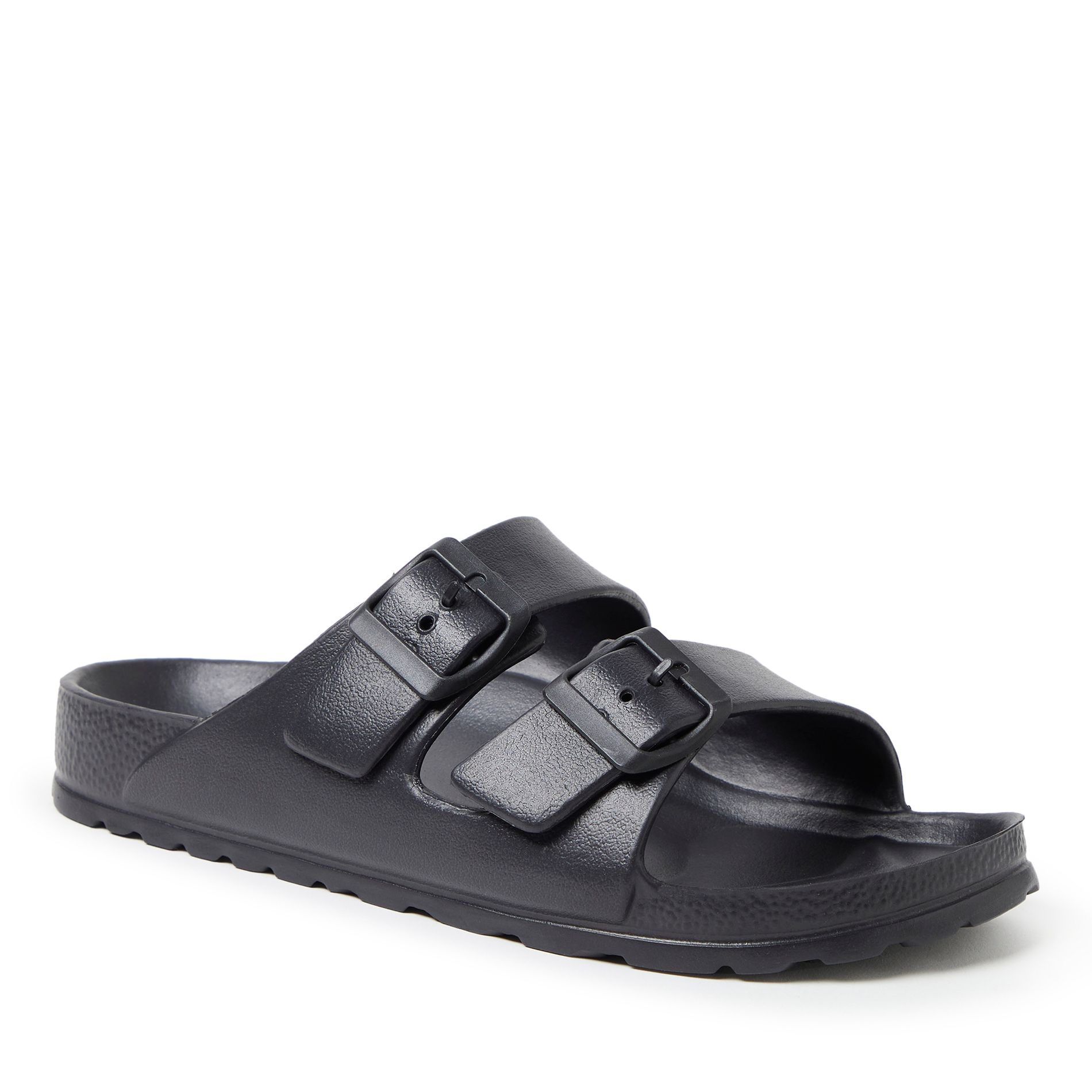 Dearfoams EcoCozy Women's Sustainable Double Buckle Sandal - Black Size 9
