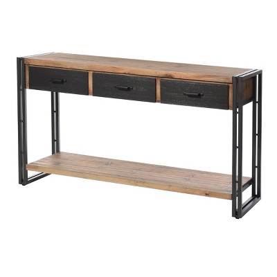 Calvin Console Table With Metal Frame Natural/black - Stylecraft : Target