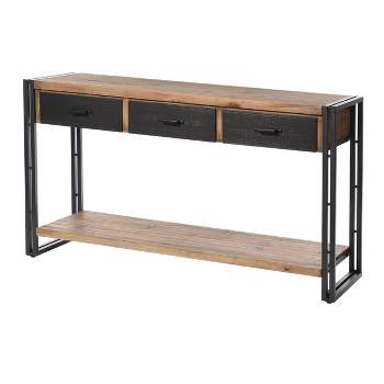 Calvin Console Table with Metal Frame Natural/Black - StyleCraft
