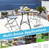 Tangkula 2PCS Outdoor Mosaic Folding Bistro Chairs Patio Chairs with Ceramic Tiles Seat and Exquisite Floral Pattern Blue Seat - 3 of 4