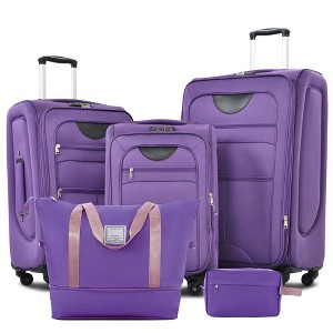HDZNVF Softside Luggage Expandable 3 Piece Set Suitcase with Duffel Bag Upright Spinner Softshell Lightweight Luggage Travel Set - 1 of 4