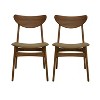 Christopher Knight Home Reed Mid-Century Modern Rubber Wood Faux Leather Upholstered Dining Chairs (Set of 2) - 2 of 4