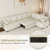 124.8" L-Shaped Convertible Sectional Sofa Bed with USB Ports, Power Outlets & Two Pillows - 4 of 4