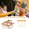 Tangkula 6 Person Picnic Table with 2 Benches Outdoor Hardwood Picnic Table Bench Set w/ 2" Umbrella Hole Slatted Tabletop & Seat - 3 of 4