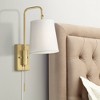 360 Lighting Luca Modern Swing Arm Wall Lamp Warm Brass Metal Plug-in Light Fixture Up Down White Fabric Shade for Bedroom Bedside Living Room Reading - 2 of 4