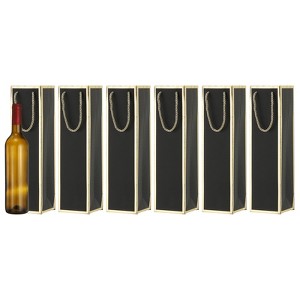 Unique Bargains Thick Kraft Paper Gold Edge Wine Gift Bags 13.7" x 3.7" x 3.5" 6 Pcs - 1 of 4