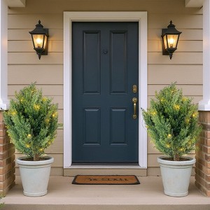 Set of 2 Artificial Cypress Shrub Ball Trees with Ground Spikes for Front Porch Garden Indoor Outdoor - 1 of 4