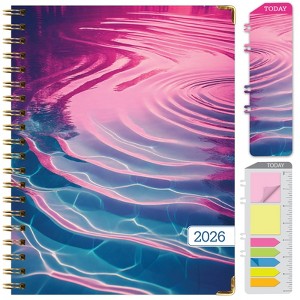 HARDCOVER 2026 Planner, 8.5"x11": 14 Months (Nov 2025-Dec 2026), Daily/Weekly/Monthly,  Bookmark, Pocket Folder w Sticky Notes (Summer Bliss) - 1 of 4
