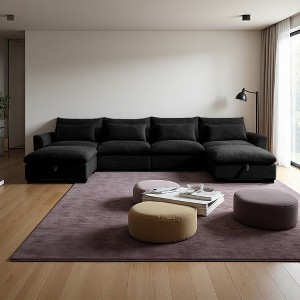 157.5" Corduroy Cloud U-Shaped Modular Sectional Sofa with Deep Seat & 2 Storage Ottomans - 1 of 4