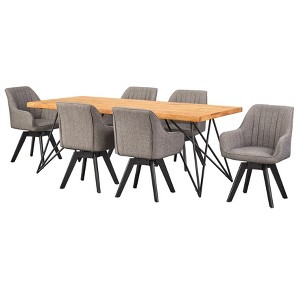 7pc Phyllis Dining Set Natural/Black - Lifestorey - 1 of 4