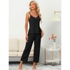 cheibear Women's Soft Cami Top and Capri Lace Trim Sleeveless Summer Pajama Set - 2 of 4