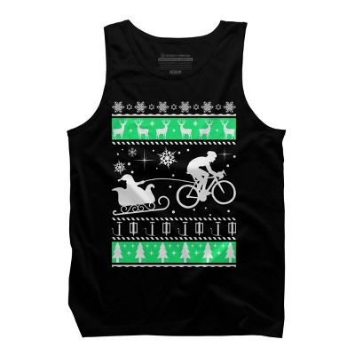 Men's Design By Humans Christmas Santa Cycling Sleigh By LewismartinStore Tank Top