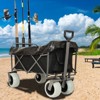 DSVIMOY Fishing Cart with Rod Holders, Beach Wagon with Big Wheels for Sand, Strap with Multiuse Bag, Black, 44.88"*25.98"*44.49" - 4 of 4
