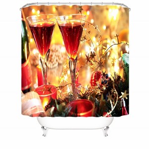 Red Cocktail Shower Curtains for Bathroom Waterproof Fabric Bath Curtain Durable Soft Stylish Bathroom Decor 72x72 Inch - 1 of 1