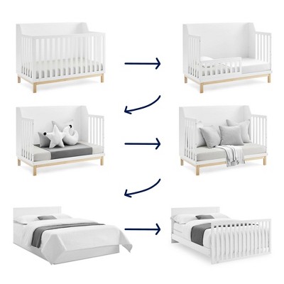 Bianca White and Natural Pine 6-in-1 Convertible Crib