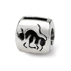 Black Bow Jewelry Sterling Silver Taurus the Bull Zodiac Bead Charm - 1 of 3