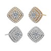 Elegant Gold Plated Square Shape Stud Earrings with Cubic Zirconia Pave Detailing for a Touch of Sparkling Sophistication - 4 of 4