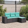 vidaXL 4 Piece Black Patio Sofa Set with Storage/Blue Cushions - Outdoor Garden Furniture in pe Rattan and Steel Frame for Backyard, Terrace or Patio - 2 of 4