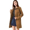 Allegra K Women's Notched Lapel Double Breasted Faux Suede Trench Coat with Belt - 4 of 4