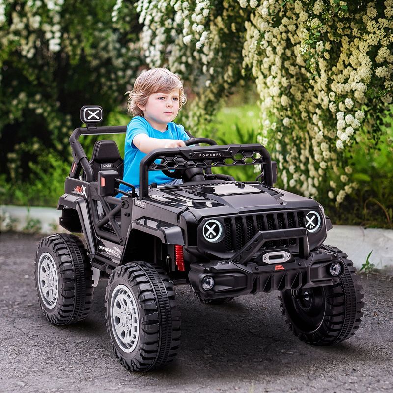 Aosom 12V Kids Ride on Car with Remote Control, Battery-Operated Ride on Toy with Spring Suspension, Led Lights, Music, Horn, 3 Speeds, 3 of 7