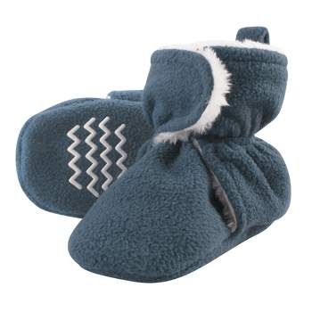 Hudson Baby Infant and Toddler Boy Cozy Fleece and Faux Shearling Booties, Coronet Blue