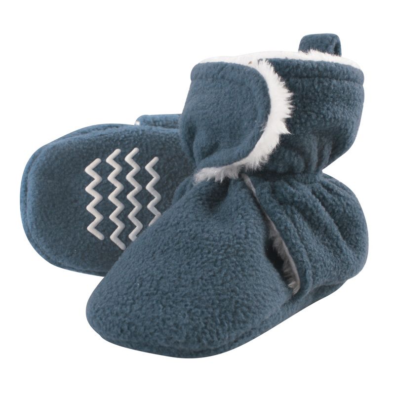 Hudson Baby Infant and Toddler Boy Cozy Fleece and Faux Shearling Booties, Coronet Blue, 1 of 3