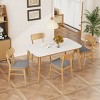 5 PCS Dining Set with Mid-Century Modern Design, Faux Wood Top Dining Table, Rubberwood Frame Dining Chairs with Polyester Cushion-Baofuwish - 2 of 4
