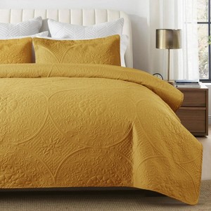 2-3 Pcs Quilted Bedspread Floral Pattern Decorative Coverlet Quilt Bedding Set for All Seasons - Cotton Passion - 1 of 4