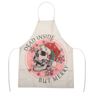 Unique Bargains Christmas Aprons Linen Beige White Black Red Yellow Blue 21.65"x26.77" 1 Pcs