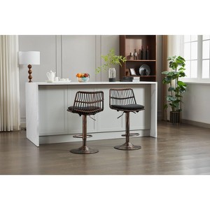 Vynxaria Black Rattan Swivel Accent Chairs - Set of 2, Adjustable Counter Height - 1 of 4