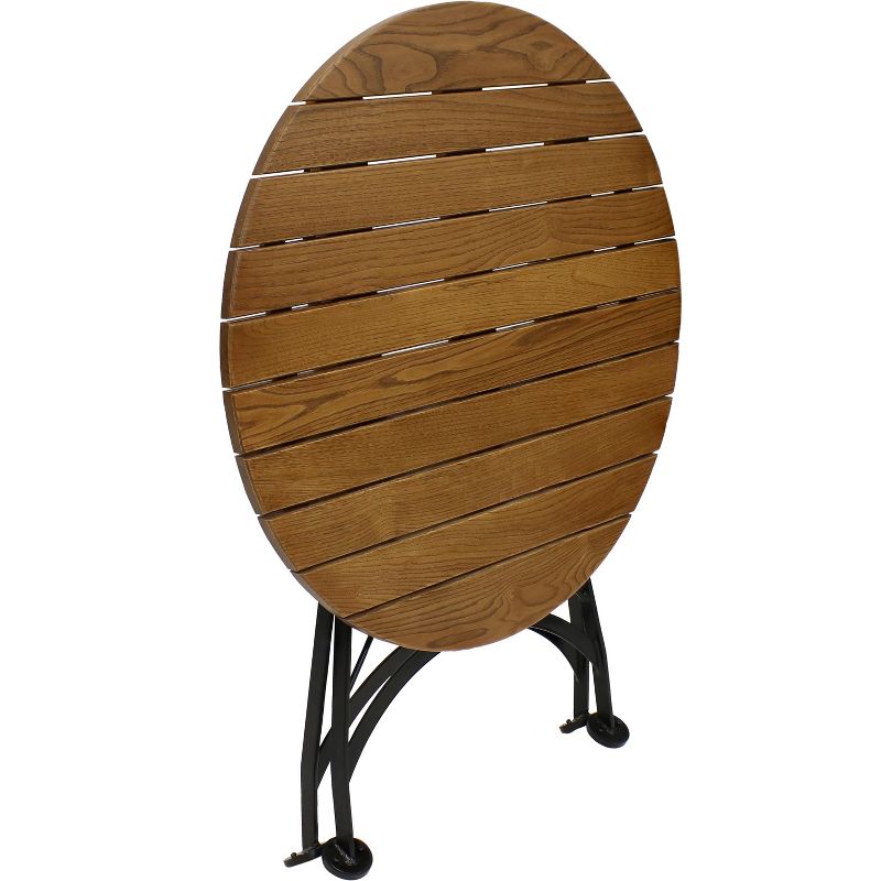 Sunnydaze Indoor/Outdoor Chestnut Wood Portable Folding Round Patio Bistro Table - 32" - Brown, 5 of 9