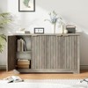 Fluted Cabinet with Storage, 4 Doors Accent Sideboard Buffet - 3 of 4