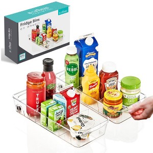 Sorbus Flat Clear Organizing Bins on Wheels with Dividers - for Kitchen, Cabinet Organizer, Pantry & Refrigerator - 1 of 4