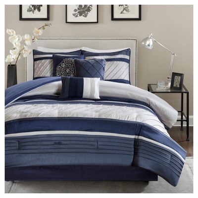 Navy King Microfiber Down Alternative 7-Piece Comforter Set