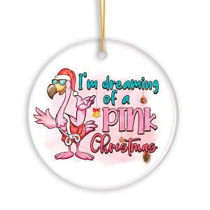 Dreaming of a Pink Christmas Flamingo Ornament, Vacation Theme| Ornamentallyyou - 1 of 4