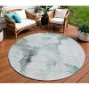 Teal Blue Silver And Gray Abstract Washable Indoor Outdoor Area Rug - 2 of 4