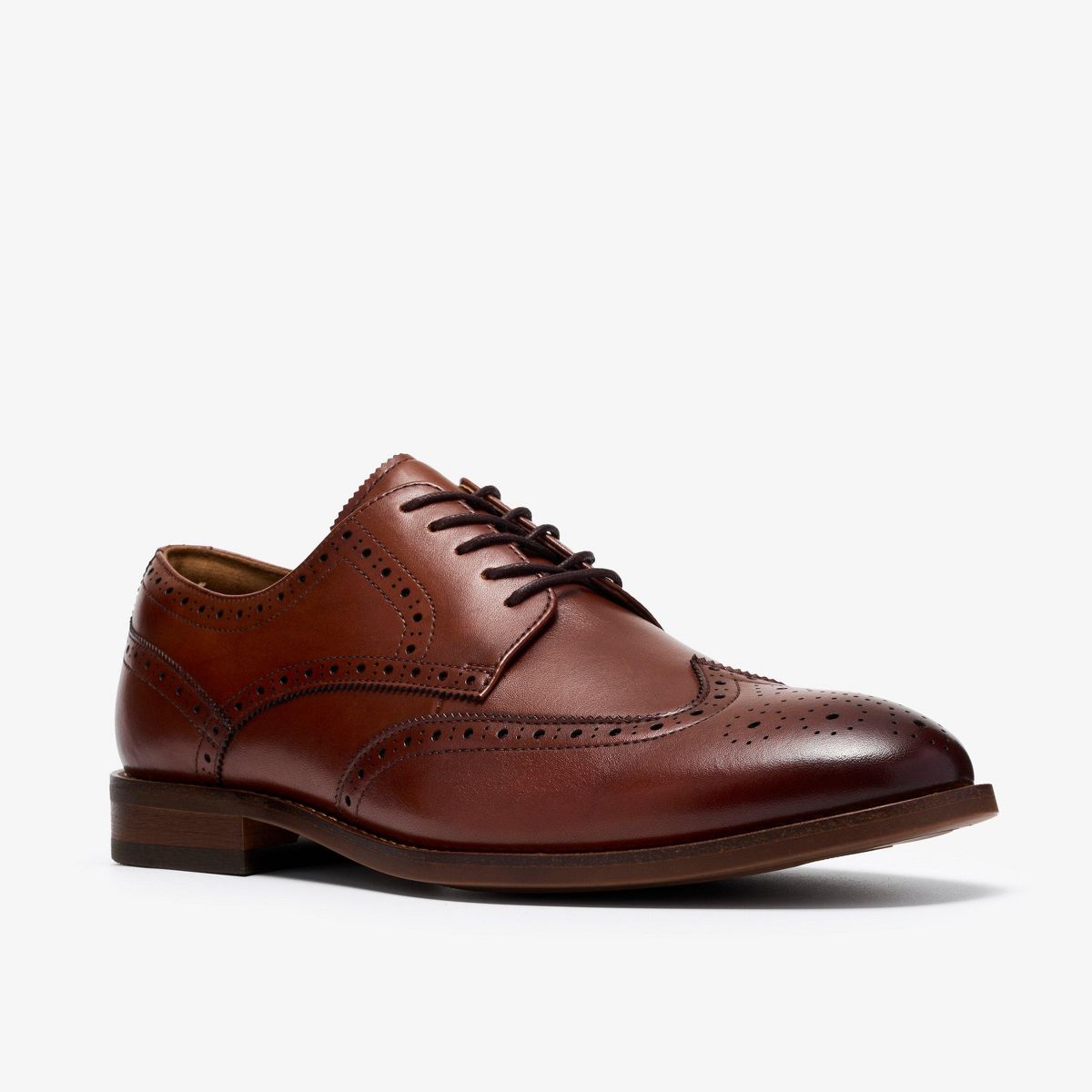 Clarks Mens Bowburn Tip Tan Leather Shoes - thumbnail 4