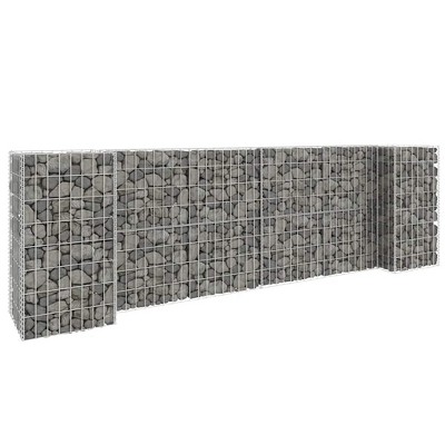 vidaXL Gabion Planter Silver Steel wire 102.4 x 15.7 x 15.7 in