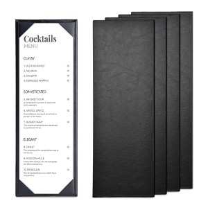 WeChef Restaurant Menu Covers 4.25x14" Single Page PU Leather with Angled Corners for Wine List Cafe Bar Hotel 5 Pack - 1 of 4