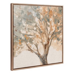 Kate & Laurel All Things Decor 30"x30" Sylvie Beaded Mediterranean Tree Framed Canvas by The Creative Bunch Studio Gold - 1 of 4
