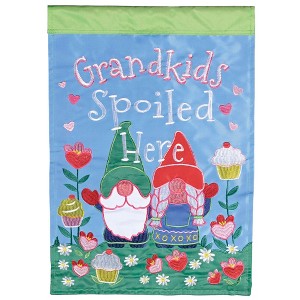 Dicksons Magnolia Garden Grandkids Spoiled Here Gnomes Floral Blue 18 x 13 Polyester Outdoor Garden Flag - 1 of 1
