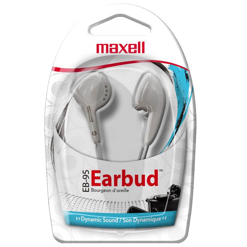 Maxell Budget Stereo Earbuds, White, Pack of 6, 2 of 5