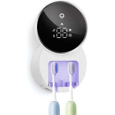 Attop Toothbrush Sanitizer Holder, Tooth Brush Wall-Mounted Cleaner Organizer with Auto-Inductive Cover, Air Drying