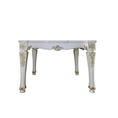 54" Vendome Dining Chair Antique Pearl Finish - Acme Furniture: Elegant Leather Upholstery, Wood Frame
