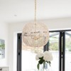 Maxax 11.8" 3-Light Gold Rattan Chandelier, Boho Farmhouse Pendant Light for Bedroom Living Room Nook - 4 of 4