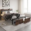 Queen Size Bed Frame: Storage Headboard, Charging Station, 2 Drawers, Stable, Quiet, No Box Spring, Simple Setup, Brown/Gray - 2 of 4