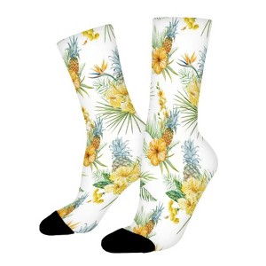 Watercolor Tropical Floral Pattern Women Printed Crew Socks Funny Funky Socks Soft Polyester Novelty Gifts for Artists Men - 1 of 1