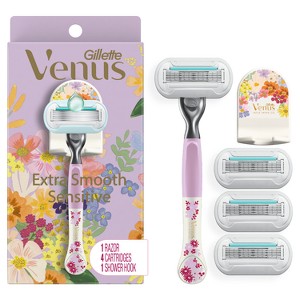 Rifle Paper Co. + Venus Women's Deluxe Smooth Sensitive Razor + 4 Refills & Hook - 1 of 4