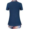 YESFASHION Women's Short Sleeve Contrast Collared Shirts Patchwork Work Blouse Tunics Tops - 3 of 4